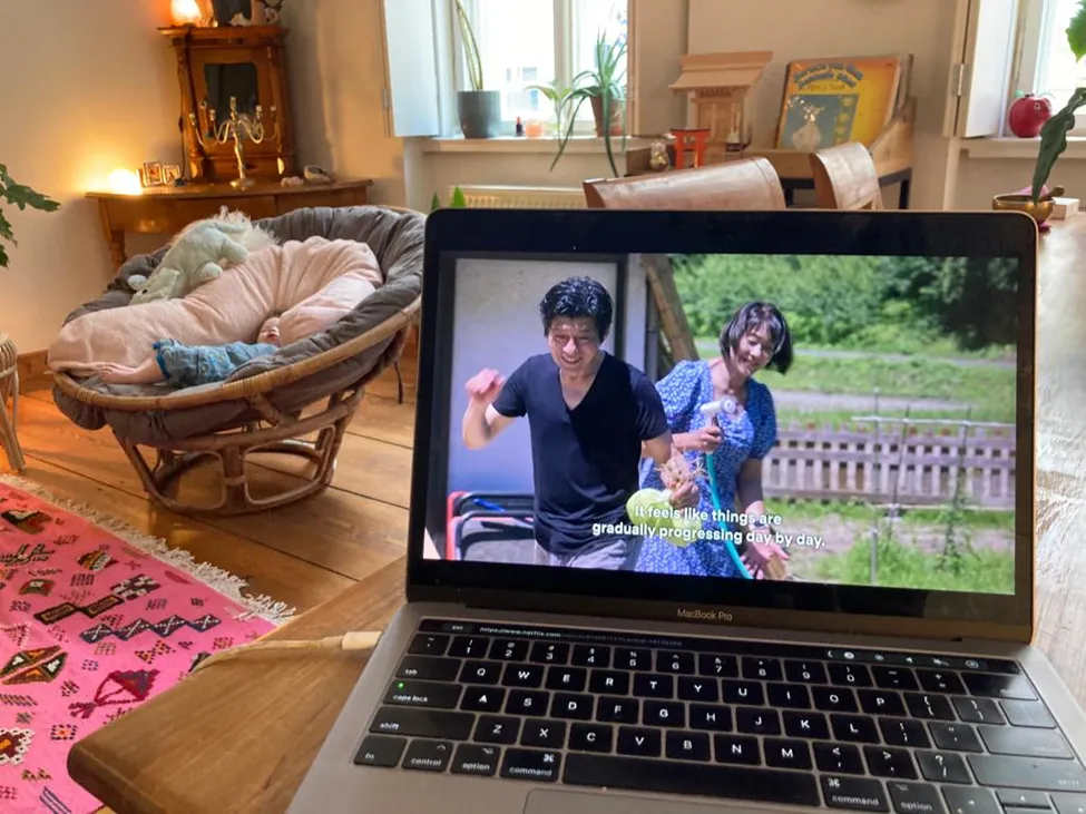 Watching “Love Village” while the baby takes a nap